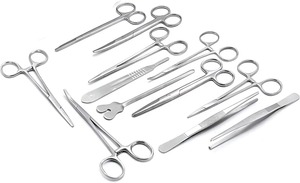 Ensemble de 13 instruments de chirurgie mineure de base avec boîte en acier inoxydable, ciseaux, pinces et porte-aiguilles, kit de chirurgie, kit chirurgical - Product Image 4