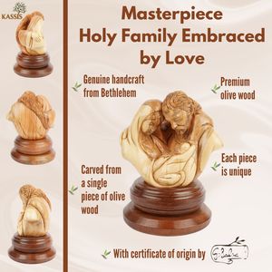 Escultura de la Sagrada Familia Tallada a Mano en Madera de Olivo, Diseño Art Deco Ghassan Salsa, 21 cm, Decoración Navideña Religiosa Hecha a Mano - Product Image 5