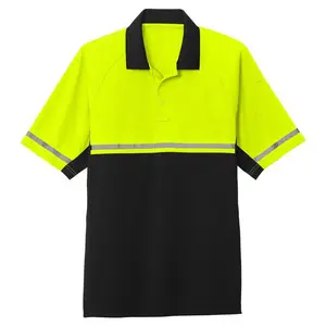 卸売建設作業反射安全ポロシャツ長袖高視認性反射テープポロシャツ