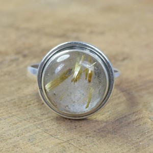 แหวนพลอยอัญมณีทรงหลังเบี้ยขนาด12มม. 925แข็งทำด้วยมือเงินแท้ขอบทองแบบคลาสสิก - Product Image 4