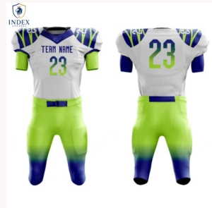 Ensemble de maillots de football américain INDEX APPAREL pour hommes, col en V, manches courtes, couleur dégradée sublimée, uniformes ajustés pour adultes - Product Image 1