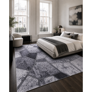 Netline Home Symmetric Stripes Mid Grey Abstract Washable <b>Rug</b> - Product Image 4