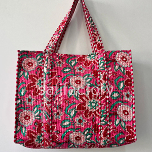 กระเป๋าโท้ทผ้าฝ้ายลายเรนโบว์สีชมพู ขนาดใหญ่ แบบเปิดปิด แฟชั่น ลายเรียบ ทำมือ สำหรับผู้หญิง - Product Image 1