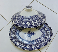 Tajine Ovale en Céramique Peint à la Main, Fait Main, Sans Plomb, Pot de Cuisson Marocain Artisanat