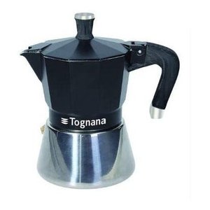 Cafetera Tognana Moka Pot de 3 tazas, de aluminio, para inducción, en cromo y negro - Product Image 1