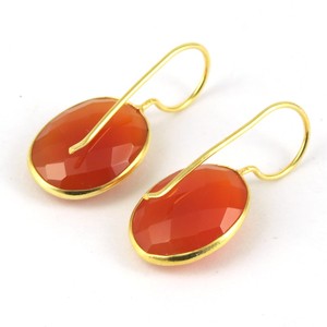 Awesome Design ! Oval Orange Carnelian 925 Sterling <b>Silver</b> Bohemian Style <b>Chandelier</b> Earrings Third Party Certified Indian - Product Image 3