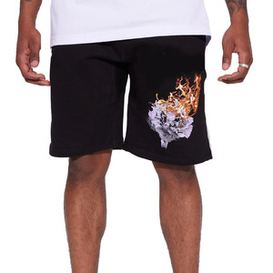 Short de survêtement noir pour hommes 290 GSM sérigraphié short de survêtement personnalisé pour hommes à vendre vente en gros sur mesure - Product Image 1