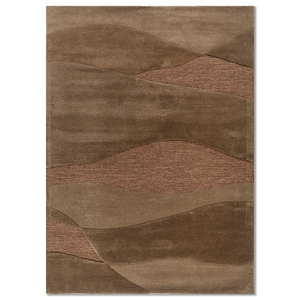 พรมขนสัตว์และใยวิสโคสทอมือสีเบจและสีน้ำตาล รุ่น TNQ-3300 ลายแบบนามธรรม สำหรับตกแต่งห้องนั่งเล่น พรมทรงสี่เหลี่ยมผืนผ้า - Product Image 1