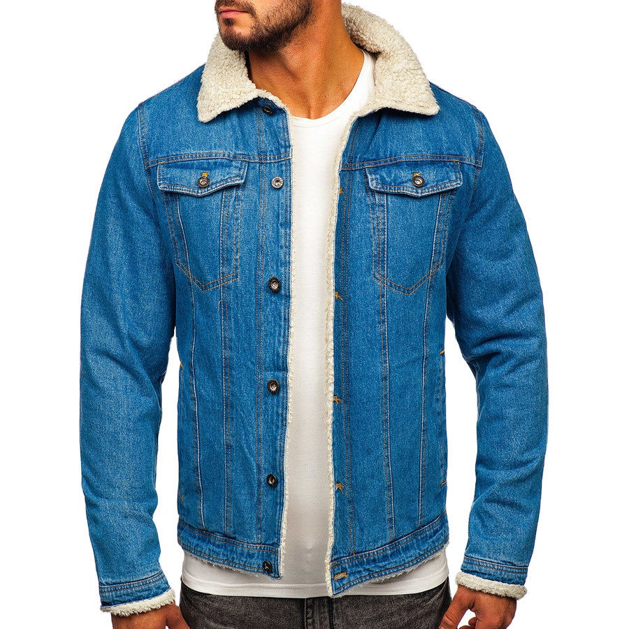 Winter Jean Jackets Warm Denim Coats for Men