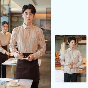 Chemise d'été en denim pour hommes, formelle, confortable, respirante, cuisine, hôtel, restaurant, café, restauration, vêtements de travail - Product Image 5