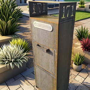Boîte aux lettres moderne en métal pour jardin extérieur, design moderne, acier corten, décoration de parc, boîte de livraison de colis - Product Image 6