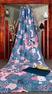 Saree de seda Vichitra con Secuencia de trabajo, Border Saree con blusa, hermoso, azul claro, encantador - Product Image 6