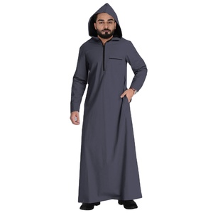 Premium Men Hooded Thobe-Elegante algodón hasta el suelo manga larga-Auténtica prenda de Oriente Medio para uso tradicional especial - Product Image 2