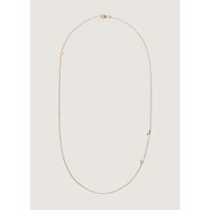 Collier asymétrique avec initiale plaqué rhodium or 14K/18K or rose vintage/tendance orné de zircon, diamant et perle pour fiançailles - Product Image 6