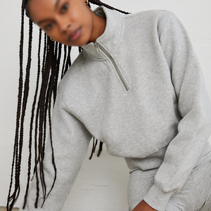 Meilleur pull à manches longues pour femme vierge demi-fermeture éclair coton rue pull pour filles automne col montant sweat-shirt - Product Image 6