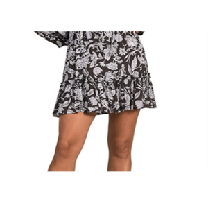 Miniabito Elan con stampa floreale e cut-out, nero, in chiffon a trapezio con vita naturale - Product Image 6