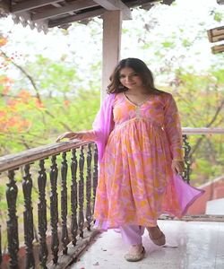 Diseñador Georgette bordado Salwar Kameez traje de encaje secuencia trabajo largo fiesta desgaste étnico prenda-precio al por mayor - Product Image 5