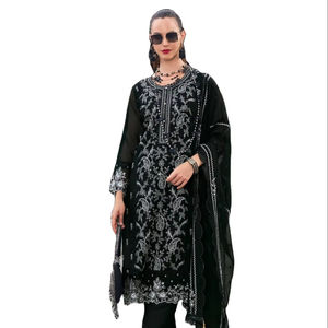 Rayón bordado con encaje Naznin Dupatta Ready-Made Party Salwar Kameez Colección de trajes para adultos - Product Image 1