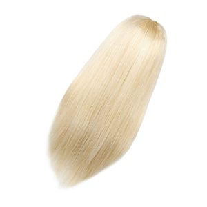 Pelucas de cabello humano de onda de cuerpo largo de lujo sin procesar Pelucas de cabello humano con frente de encaje europeo superior de seda virgen rubia sin pegamento - Product Image 2