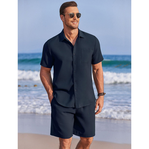 Summer New <b>Men</b> Casual T-Shirt and <b>Shorts</b> Sets <b>Short</b> Sleeve Solid Color 2 Piece Tracksuit Set Made in Pakistan 2025 - Product Image 3