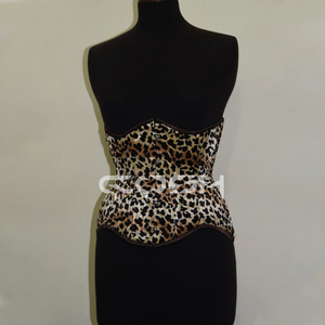 Corset imprimé en velours à motif léopard, cintré sous la poitrine - Product Image 1