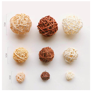 Petites boules de rotin pour la décoration de vacances Photo toile de fond ornement en osier naturel fait à la main - Product Image 1