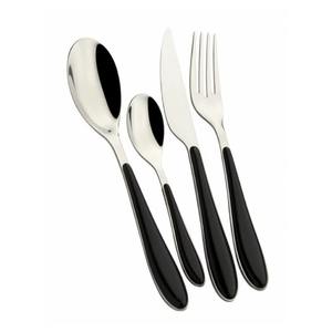 Juego de 4 cubiertos de acero inoxidable Ideal para cocina, mesa, comedor, uso doméstico, cubiertos con acabado Chapado en Color plateado, mango grisáceo - Product Image 3