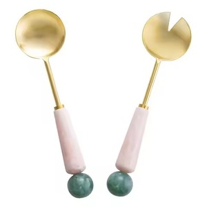 Elegant Stainless Steel <b>Salad</b> <b>Servers</b> With Beads Handle For Home kitchens - Product Image 5