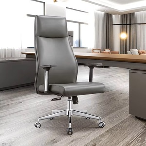 Silla de Oficina Ejecutiva Ergonómica de Respaldo Alto, con Reposabrazos Fijos, Estructura de Acero Inoxidable, Diseño de Respaldo Cruzado, Giratoria, para Escritorio - Product Image 6