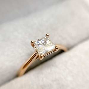 5,5mm princesa corte blanco CZ oro rosa solitario anillo mujeres compromiso banda boda aniversario nupcial promesa joyería proveedor - Product Image 2