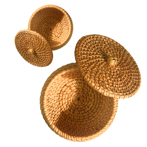 Eco-Friendly <b>Storage</b> Solution Handcrafted RATTAN BASKET WITH LID <b>Weight</b> 50 Grams Perfect for Organizing Household Essentials - Product Image 1