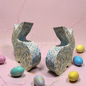 Encantadora Escultura de Conejito de Pascua de Nácar de Lujo, Adorno Decorativo Hecho a Mano para Decoración del Hogar de Vietnam - Product Image 1