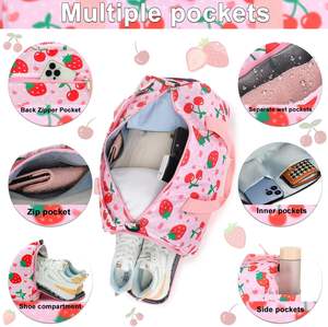 Custom Logo Design Wholesale Waterproof Travel Duffel <b>Bag</b> Gym Sports Fitness Duffel <b>Bag</b> Strawberry Design - Product Image 5
