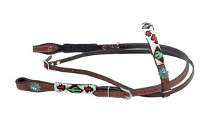 Cabestro y Brida para Caballo con Cuentas Hechas a Mano al por Mayor |   Equipo Ecuestre de Cuero Occidental para Exhibición de Equitación - Product Image 4