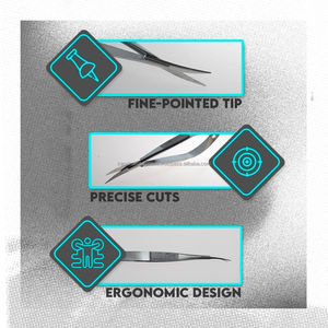 Ciseaux et pinces à épiler professionnels en acier inoxydable à pointes affûtées, couleur argent, pour sourcils et cils - Product Image 6