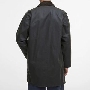 Chaqueta ecológica impermeable encerada con logotipo frontal y cuello con capucha de estilo callejero de lona pesada de nailon 100% personalizada para hombre - Product Image 2