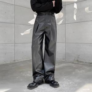 กางเกงหนัง PU สำหรับผู้ชายกางเกงลำลองสำหรับฤดูใบไม้ร่วง, กางเกงแฟชั่นแนวสตรีทสวมใส่ได้หลายโอกาสกางเกงผู้ชาย - Product Image 5