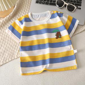 Vente en gros de t-shirts décontractés à manches courtes en pur coton avec impression de dessins animés pour garçons et enfants, haut de style estival à manches courtes - Product Image 5