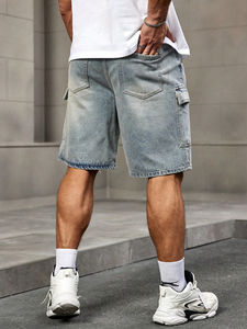 Short en jean vintage de style Y2K pour hommes, denim déchiré et lavé avec poches, coupe ample, short décontracté pour hommes - Product Image 3