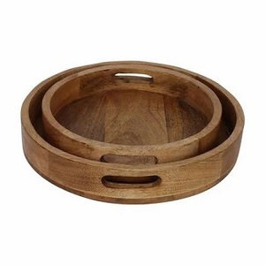 Venta al por mayor de madera redonda que sirve a mano granja Vintage centro de mesa multifuncional WoodRound bandeja de madera - Product Image 3