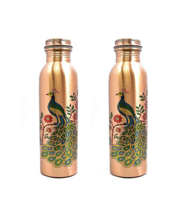 Vente directe d'usine Bouteilles d'eau en cuivre solide faites à la main très demandées Capacité de 900ml Bouchon à vis de style décontracté Boissons saines - Product Image 4