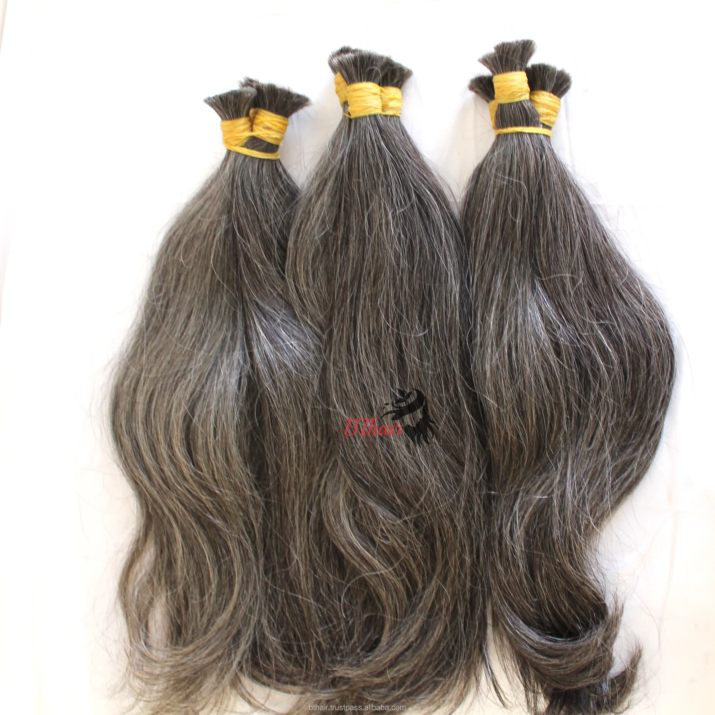 Soft natural grey raw virgin hair hand tide 100% human | hair straight natural grey color | price cheap from manufacturer