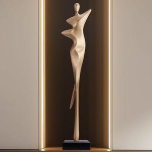 Figurine de femme en métal doré de qualité supérieure, sculpture de table, accent décoratif artistique pour les intérieurs contemporains, vente en gros en provenance d'Inde - Product Image 6