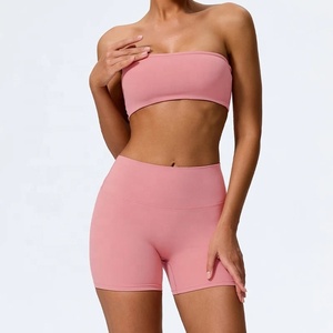 Affordable Price Factory Direct Women Sportswear Yoga Short And <b>Bra</b> Set With Custom Print For Gym Two Piece Sportswear For Women - Product Image 5