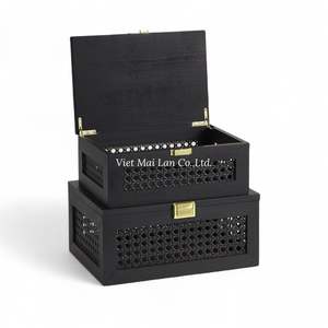 Boîte de rangement en rotin naturel fabriquée à la main par des artisans vietnamiens pour le rangement à domicile et une utilisation décorative - Product Image 1