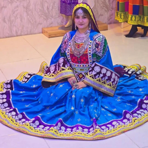 Robe de mariée afghane traditionnelle de haute qualité pour les femmes Original Afghan Kuchi Style broderie parole longueur dentelle bouton de fermeture éclair - Product Image 2