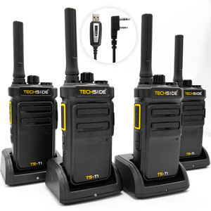 Walkie Talkie TechSide TS-T1MIC+4 con Licencia Gratuita PMR446, 16 Canales, IP54, VOX, USB Tipo-C, Carga Rápida, Clonación Wi-Fi, Precio de Fábrica - Product Image 1