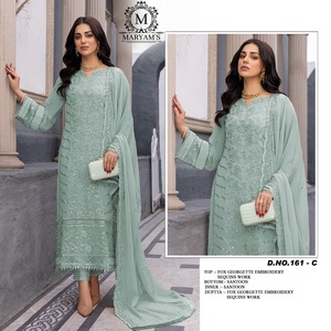 Último traje de diseñador Evergreen Venta caliente Heavy Fox Georgette Salwar Suit & Dupatta con bordado y trabajo de secuencia para la venta - Product Image 4