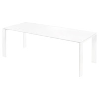 Table à manger rectangulaire en aluminium, design moderne minimaliste, écologique, faite à la main, polie, intérieur/extérieur, blanche, élégante