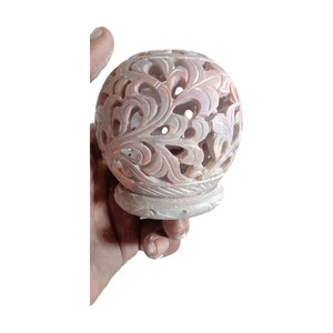 เชิงเทียนหินทำมือพร้อมศิลปะแกะสลักรูปทรงกลมสำหรับเทียน T LIGHT - Product Image 3